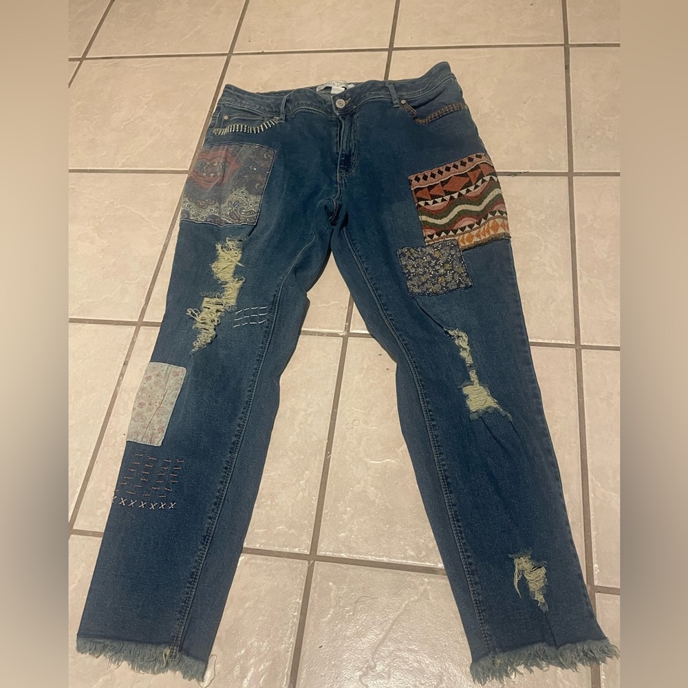 C est 1946 denim jeans Women's Patchwork Blue Jeans Size‎ 14